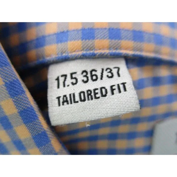 Twillory Shirt Mens Extra Large Tailored 17.5 36 37 Orange Blue Check Button Up - Picture 12 of 12